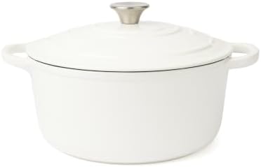 Larder & Vine 5.7 qt Enameled Cast Iron Dutch Oven Pot with Lid, White by LarderVine