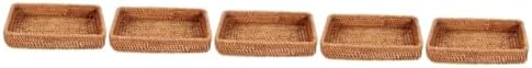 Hemobllo 5pcs Rattan Storage Basket for Bread Snacks and Sundries Lightweight Hand-woven Organizer for Home Kitchen and Garden Use Practical Rustic Container for Clutter Living by Hemobllo