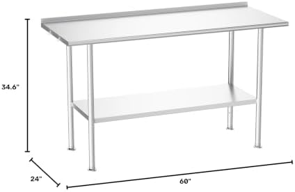 Atelicf NSF Stainless Steel Prep Table 24X60 inch with Backsplash - Image 3