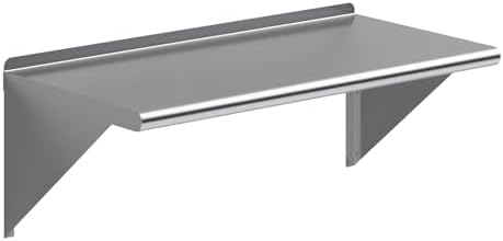 AmGood 18 in. x 36 in. Stainless Steel Wall Shelf with Backsplash - Holds 340 lbs - NSF 18-Gauge, Bullnose Edge | Commercial Heavy-Duty Microwave & Equipment Shelf by AmGood