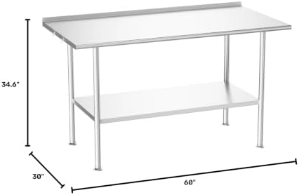 Atelicf NSF Stainless Steel Prep Table 30X60 inch with Backsplash - Image 3