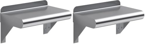 AmGood 6 in. x 10 in. Stainless Steel Wall Shelf | NSF Certified | Appliance & Equipment Metal Shelving | Kitchen, Restaurant, Garage, Laundry, Utility Room (Pack of 2) by AmGood