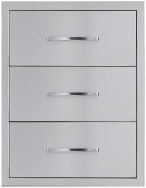 Outdoor Kitchen Drawers,18" W x 24" H x 23" D Stainless Steel BBQ Triple Drawer with Chrome Handle, Enclosed Built-in Access Drawer Flush Mount for Outdoor Kitchen,BBQ Island - Image 5
