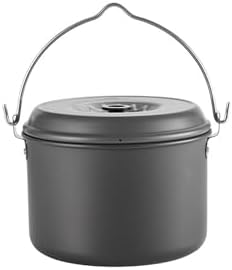 CAMPINGMOON 2.6L Hanging Pot Lightweight Aluminum Hard Anodized Campfire Cooking Pot with Foldable Handle, Compact Outdoor Camping Cookware, Small Size MC-220 by CAMPINGMOON