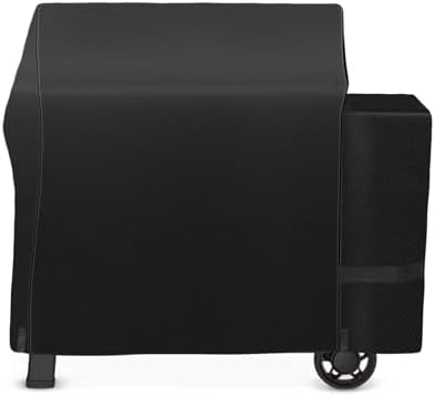 Grill Cover for Weber Searwood XL 600 Pellet Grill,All-Weather-Resistant Outdoor Protection Heavy-Duty 600D Waterproof BBQ Smoker Cover Fits Model 3400146, Black by WelcometoFlameDuty