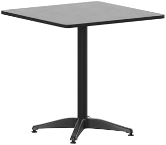 Flash Furniture 27.5 in Indoor/Outdoor Square Table with Base, Black by FlashFurniture