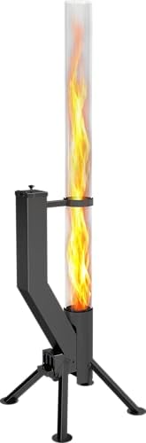 Premium 58in Wood Pellet Patio Heater, Fire Tube, Black by GARDENFLARE