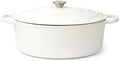 Larder & Vine 8 qt Oval Enameled Cast Iron Dutch Oven Pot, White by LarderVine