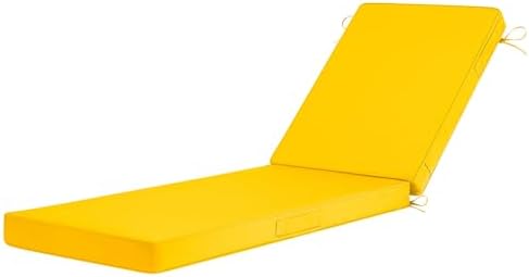 Basic Beyond Chaise Lounge Cushions Outdoor, 3-Layer Waterproof Outdoor Furniture Cushions with Removable Cover and 4 Ties, 72"x21"x3" Patio Lounge Chair Cushions for Outdoor Furniture, Yellow by BasicBeyond