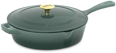 Cuisinart Chef's Classic Enameled Cast Iron Dutch Oven with Lid, Porcelain Enameled Interior, Oven Safe, Induction Compatible, 12-Inch, Chicken Fryer, Sea Glass Green by Cuisinart