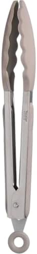 Tovolo Kitchen Tongs with Silicone Tips 9 Inch for Cooking Mixing and Serving, Easy Clean Dishwasher Safe Silicone Tipped Tongs with Locking Stainless Steel Heat Resistant, Warm Gray - Image 3
