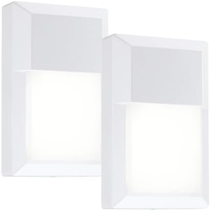 LIT-PaTH Outdoor Wall Light Fixture, Aluminum, LED 5000K, White, 2 Pack by LIT-PaTH