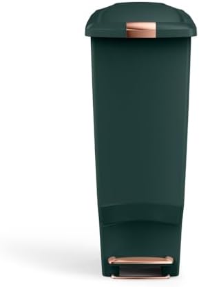 simplehuman Slim Step Can, 40L / 10.6 Gallon Space-Efficient Kitchen Trash Can, Studio Edition, Pet-Proof Slide Lock, 150,000-Step Pedal, Wheels, Hunter Green Plastic by Unknown