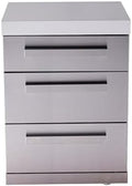 Mont Alpi 3-Drawer Soft-Close Stainless Steel Outdoor Kitchen Cabinet Module with White Granite Countertop - 25" W | 304 SS | MAi805 & MAi400 by MontAlpi