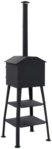 Outdoor Pizza Oven Charcoal Fired with 2 Fireclay Stones, Portable Backyard Pizza Maker with Built-in Thermometer, Steel Construction, Black - Image 4