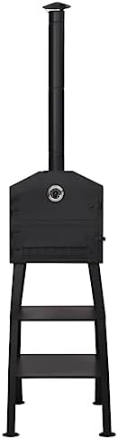 Outdoor Pizza Oven Charcoal Fired with 2 Fireclay Stones, Portable Garden Wood Fired Pizza Maker with Built-in Thermometer, Removable Ash Tray, Steel Construction, 80 Inch Tall - Image 3