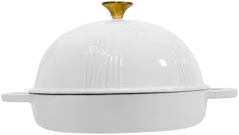 Flavehc Bread Oven Cast Iron Bread Dutch Oven with Cloche Lid for Bread Baking White Enameled Cast Iron Bread Oven with Dome Lid for Sourdough, 9.8 Inches - Image 3