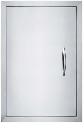 JIE JIN 17" W X 24" H Outdoor Kitchen Doors Single Door Thickened 304 Brushed Stainless Steel BBQ Access Door BBQ Island Doors Outdoor Kitchen Accessories Door for Outdoor Kitchen BBQ Island by JIEJIN
