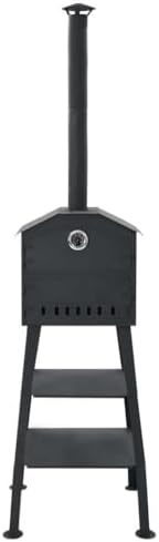 Outdoor Pizza Oven Charcoal Fired with 2 Fireclay Stones, Portable Backyard Pizza Maker with Built-in Thermometer, Steel Construction, Black - Image 2