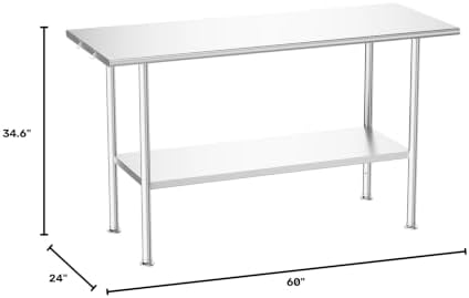 Atelicf NSF Stainless Steel Prep Table 24X60 inch, Rounded Flat Top - Image 3