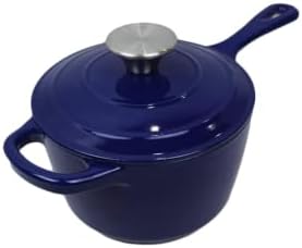 1.75 QT Enameled Cast Iron Saucepan, Blue by Unknown