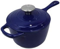 1.75 QT Enameled Cast Iron Saucepan, Blue by Unknown