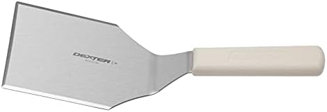 Dexter Russell S285-4PCP Hamburger Turner, 5" x 4" Stainless Steel Blade, Offset, Solid, Beveled Edge, Heavy Duty Design, Balanced Build, Textured White Polypropylene Handle, Made in USA by Dexter-Russell