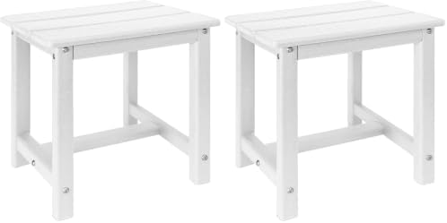 GARDENSTAR Adirondack Square Side Table,one-Tier Outdoor end Table, Patio Side Table for Pool,Porch,Backyard,Relaxing Companion (White) (Pack of 2) by GARDENSTAR