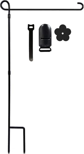YEAHOME Garden Flag Holder Stand, Premium Yard Flag Holder Weather-Proof Metal Powder-Coated Flagpole with Clip and Stopper for Christmas Garden Flag, Outdoor Garden Decor Decoration by YEAHOME
