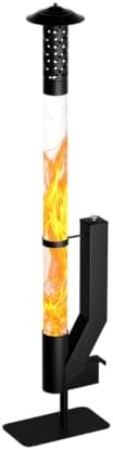 62 Inches Wood Pellet Patio Heater, Outdoor Fire Pit with Glass Tube by Unknown