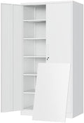 Yizosh Metal Storage Cabinet with Locking Doors and 5 Adjustable Shelves,- 72" Garage Storage White Steel Lockable File Cabinet for Office,Home,Garage by Yizosh