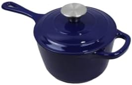 1.75 QT Enameled Cast Iron Saucepan, Blue - Image 2