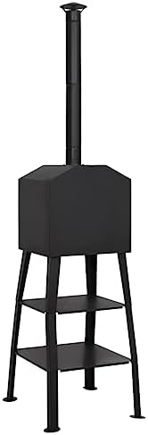 Outdoor Pizza Oven Charcoal Fired with 2 Fireclay Stones, Portable Garden Wood Fired Pizza Maker with Built-in Thermometer, Removable Ash Tray, Steel Construction, 80 Inch Tall - Image 5