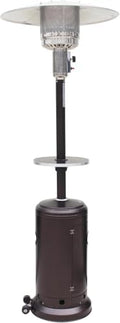 Hiland 48,000 BTU Propane Patio Heater, Open Door Design, Adjustable Table, Weight Bladder, Single Pole, Regulator and Hose, Hammmered Silver by AZPatioHeatersLLC