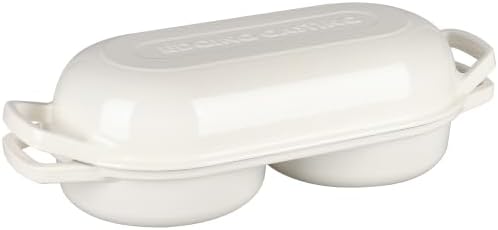 EDGING CASTING Enameled Cast Iron Double Bread Dutch Oven, White - Image 3