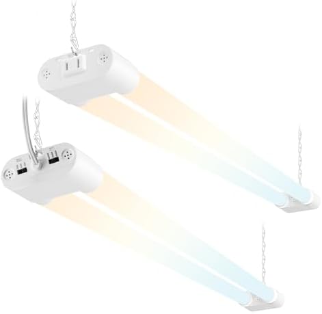 Hlite 4FT LED Shop Lights with Power Cord 5500LM,3 Power Level&3CCT,2 Pack by Hlite