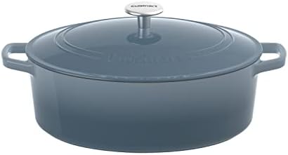 Cuisinart Chef's Classic Enameled Cast Iron Dutch Oven with Lid, Porcelain Enameled Interior, Oven Safe, Induction Compatible, 7-Quart, Oval, Gradient Navy by Cuisinart