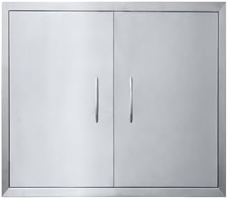 JIE JIN 24" W X 24" H Outdoor Kitchen Doors Double Doors Thickened 304 Brushed Stainless Steel BBQ Access Door BBQ Island Doors Outdoor Kitchen Accessories Door for Outdoor Kitchen BBQ Island by JIEJIN