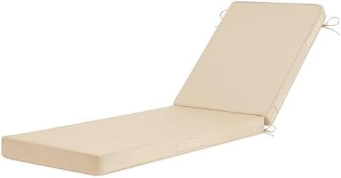 Basic Beyond Chaise Lounge Cushions Outdoor, 3-Layer Waterproof Outdoor Furniture Cushions with Removable Cover and 4 Ties, 72"x21"x3" Patio Lounge Chair Cushions for Outdoor Furniture, Beige by BasicBeyond