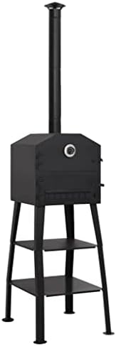 Outdoor Charcoal Pizza Oven, Backyard Wood Fired Oven with 2 Fireclay Stones and Built-in Thermometer, Steel Portable Pizza Maker for Garden Cooking, Black by Unknown
