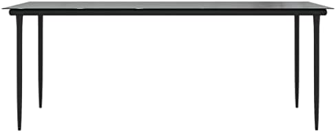 Dining Table Black Powder-Coated Steel Large Durable Versatile Garden Table Outdoor Dining Patio Terrace Backyard Outdoor Eating Garden Furniture Patio Al Fresc - Image 4