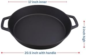 Large Pre-Seasoned Cast iron Skillet 17" Dual handle,Commercial grade Outdoor Camping cooking tool,Pizza, Frying pan can use on Open fire,Grill,Stovetop,Induction,Oven. - Image 3