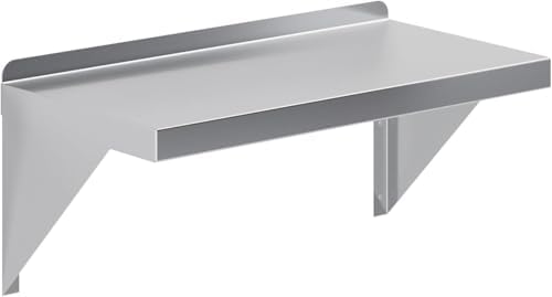 AmGood 06" Width x 10" Length | Stainless Steel Wall Shelf | Turned-Down Edge | Metal Shelving | Heavy Duty | Commercial Grade | Wall Mount | NSF Certified by AmGood