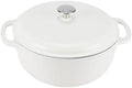 Amazon Basics Enameled Cast Iron Dutch Oven Pot With Lid, 7.3-Quart, Round, Dual Handles, Heavy-Duty, Oven Safe for Stews, Roasting & Baking, Matte White by AmazonBasics