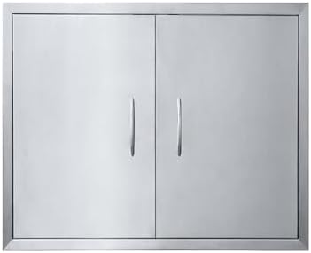 JIE JIN 26" W X 24" H Outdoor Kitchen Doors Double Doors Thickened 304 Brushed Stainless Steel BBQ Access Door BBQ Island Doors Outdoor Kitchen Accessories Door for Outdoor Kitchen BBQ Island by JIEJIN