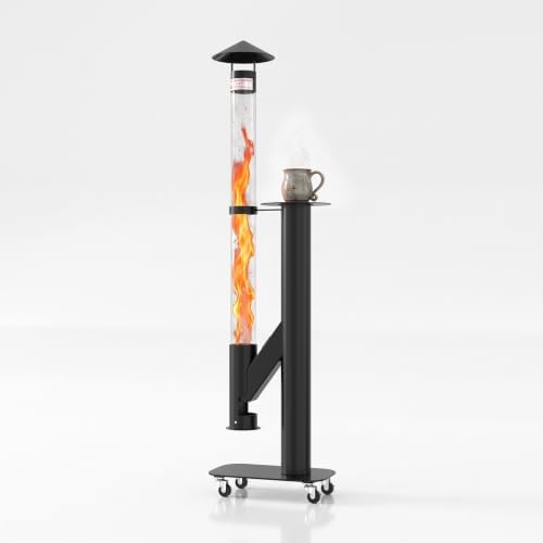 Outdoor Pellet Patio Heater, 71.2 in Glass Fire Tube,Ash Box,Casters by Unknown