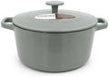 Cuisinart Chef's Classic Enameled Cast Iron Dutch Oven with Lid, Porcelain Enameled Interior, Oven Safe, Induction Compatible, 5-Quart, Round, Gray/Sage by Cuisinart
