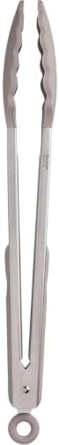 Tovolo Stainless Steel Tongs with Silicone Tip Set 9" 12" with Easy Lock Mechanism for Grilling Air Fryer Cooking Serving Salad, Heat Resistant Silicone Tipped Kitchen Tongs Warm Gray Charcoal Gray - Image 3