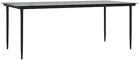 Dining Table Black Powder-Coated Steel Large Durable Versatile Garden Table Outdoor Dining Patio Terrace Backyard Outdoor Eating Garden Furniture Patio Al Fresc - Image 3