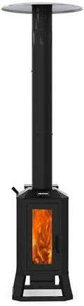 70,000 BTU Wood Pellet Outdoor Patio Heater with Glass Viewing Window by HEATAK